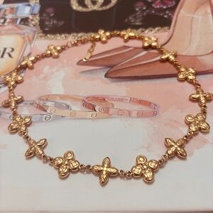 Gold Floral Link Necklace - Women Jewelry